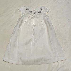 Gymboree Size 7 Girls White/Silver Rhinestone Flower Holiday Dress